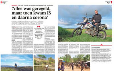 Publikatie in het Noord Hollands Dagblad over onze motorreis van Kaapstad naar Amsterdam.